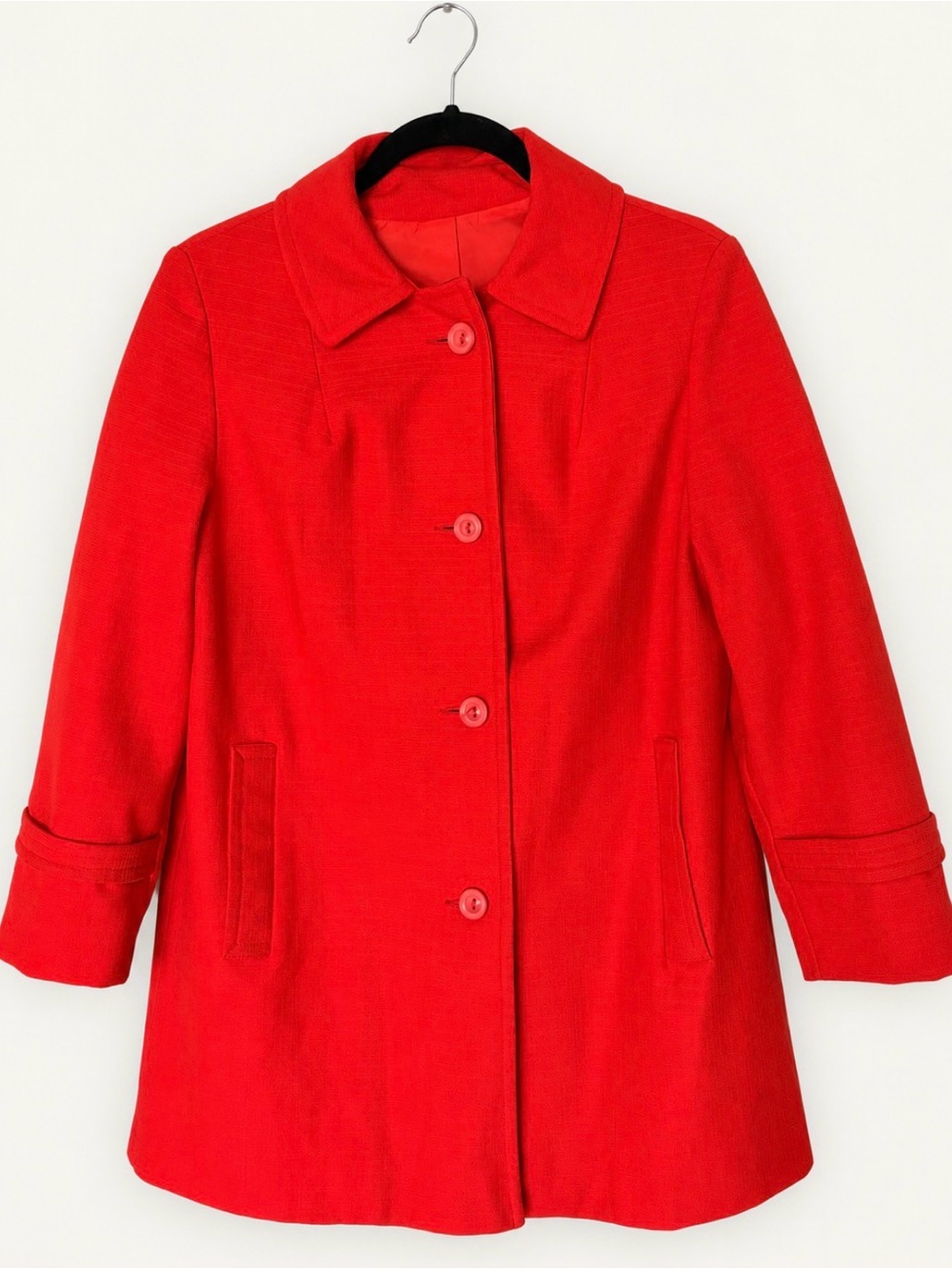Vintage Susan Lynn Red Orange Mod Coat Union Made ILGWU 60s 70s Women’s Jacket
